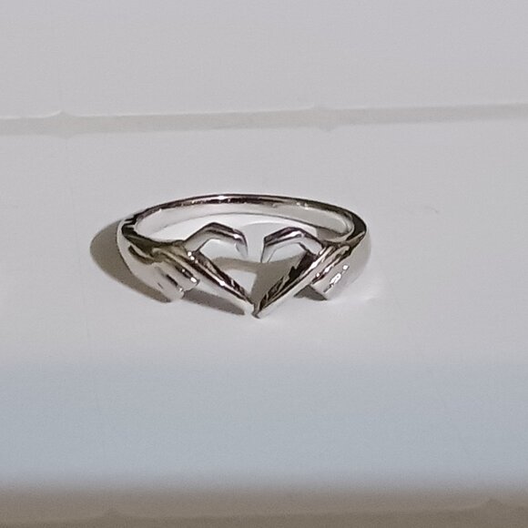 Silver Romantic Hand Heart Palm Gesture Open Adjustable Fashion Ring NWOT - Picture 9 of 10